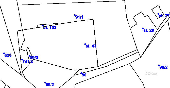 Parcela st. 43 v KÚ Broumova Lhota, Katastrální mapa