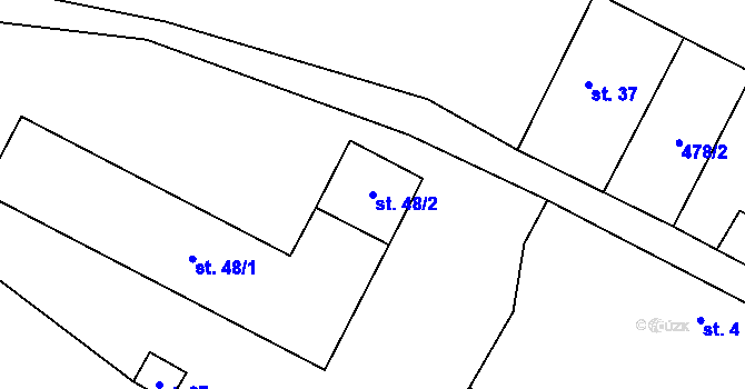 Parcela st. 48/2 v KÚ Broumova Lhota, Katastrální mapa
