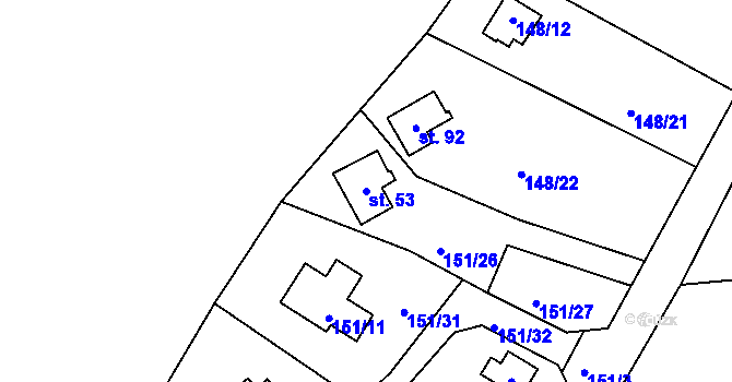 Parcela st. 53 v KÚ Broumova Lhota, Katastrální mapa