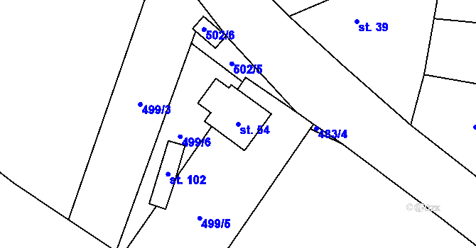 Parcela st. 54 v KÚ Broumova Lhota, Katastrální mapa