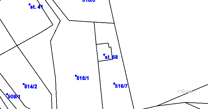 Parcela st. 58 v KÚ Broumova Lhota, Katastrální mapa
