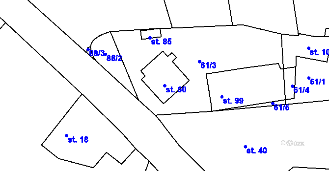 Parcela st. 60 v KÚ Broumova Lhota, Katastrální mapa