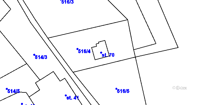 Parcela st. 70 v KÚ Broumova Lhota, Katastrální mapa