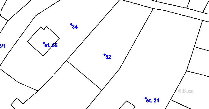 Parcela st. 32 v KÚ Broumova Lhota, Katastrální mapa
