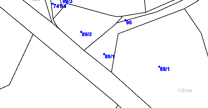 Parcela st. 89/1 v KÚ Broumova Lhota, Katastrální mapa
