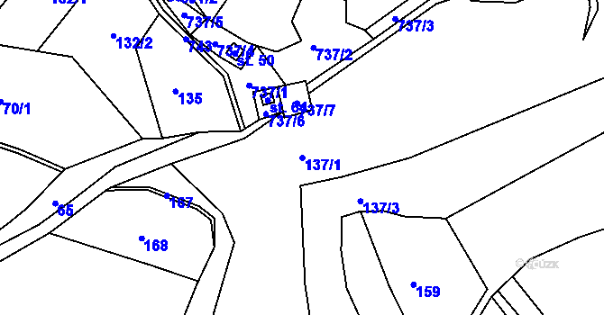 Parcela st. 137/1 v KÚ Broumova Lhota, Katastrální mapa