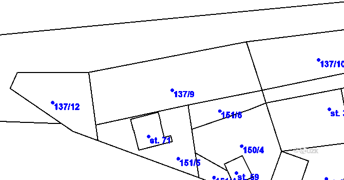 Parcela st. 137/9 v KÚ Broumova Lhota, Katastrální mapa