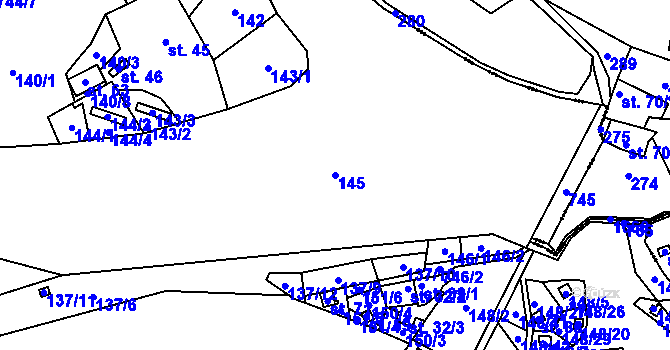 Parcela st. 145 v KÚ Broumova Lhota, Katastrální mapa