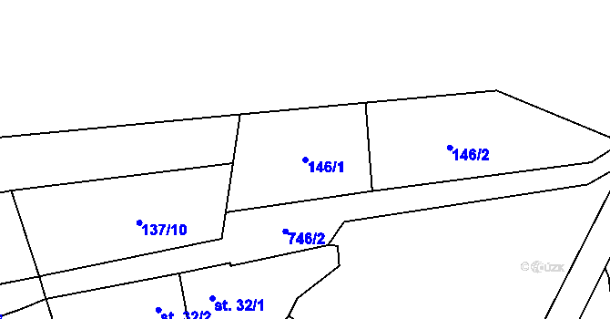 Parcela st. 146/1 v KÚ Broumova Lhota, Katastrální mapa