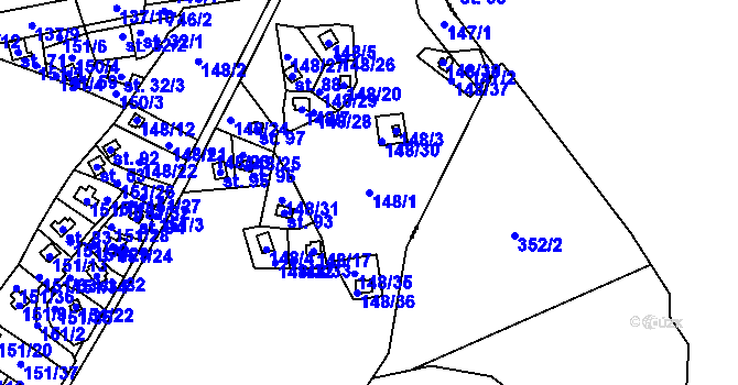 Parcela st. 148/1 v KÚ Broumova Lhota, Katastrální mapa