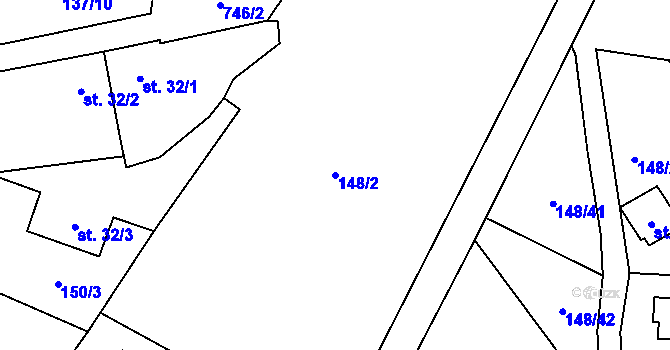 Parcela st. 148/2 v KÚ Broumova Lhota, Katastrální mapa
