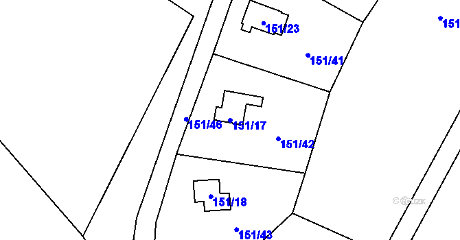 Parcela st. 151/17 v KÚ Broumova Lhota, Katastrální mapa