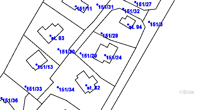 Parcela st. 151/24 v KÚ Broumova Lhota, Katastrální mapa
