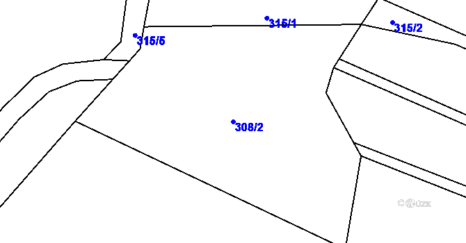 Parcela st. 308/2 v KÚ Broumova Lhota, Katastrální mapa
