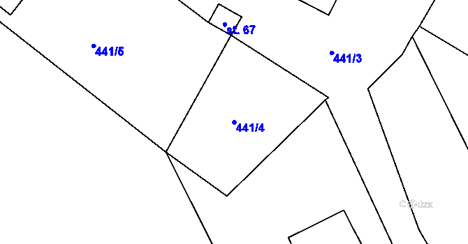 Parcela st. 441/4 v KÚ Broumova Lhota, Katastrální mapa