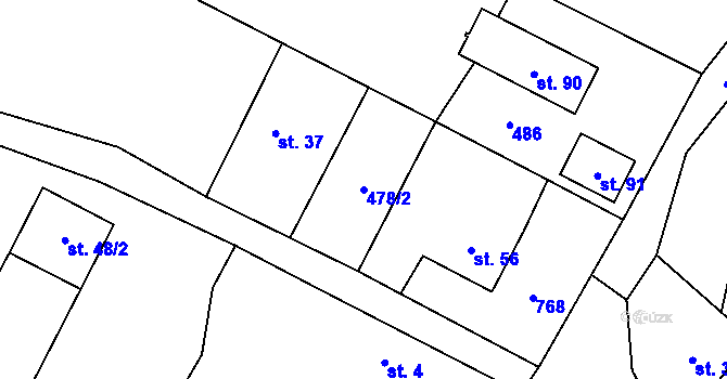 Parcela st. 478/2 v KÚ Broumova Lhota, Katastrální mapa