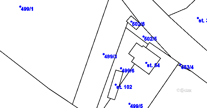 Parcela st. 499/3 v KÚ Broumova Lhota, Katastrální mapa