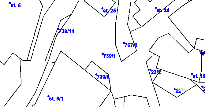 Parcela st. 739/1 v KÚ Broumova Lhota, Katastrální mapa