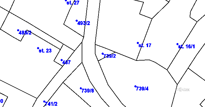 Parcela st. 739/2 v KÚ Broumova Lhota, Katastrální mapa
