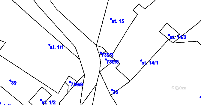 Parcela st. 739/3 v KÚ Broumova Lhota, Katastrální mapa