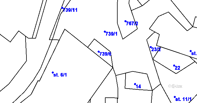 Parcela st. 739/6 v KÚ Broumova Lhota, Katastrální mapa