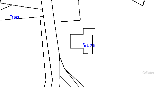 Parcela st. 75 v KÚ Broumova Lhota, Katastrální mapa