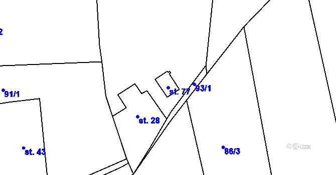 Parcela st. 77 v KÚ Broumova Lhota, Katastrální mapa