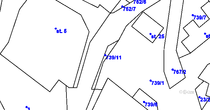 Parcela st. 739/11 v KÚ Broumova Lhota, Katastrální mapa