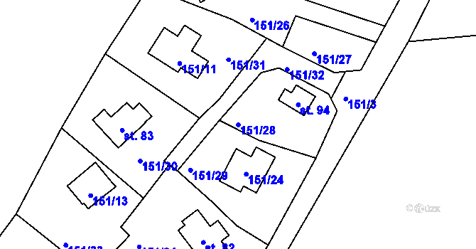 Parcela st. 151/28 v KÚ Broumova Lhota, Katastrální mapa