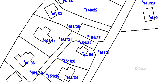 Parcela st. 151/32 v KÚ Broumova Lhota, Katastrální mapa