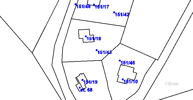 Parcela st. 151/43 v KÚ Broumova Lhota, Katastrální mapa