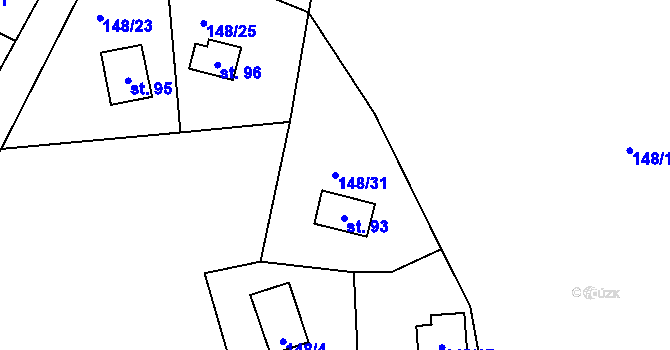 Parcela st. 148/31 v KÚ Broumova Lhota, Katastrální mapa