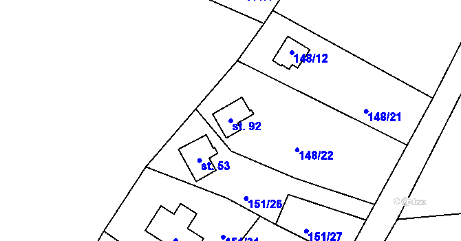 Parcela st. 92 v KÚ Broumova Lhota, Katastrální mapa