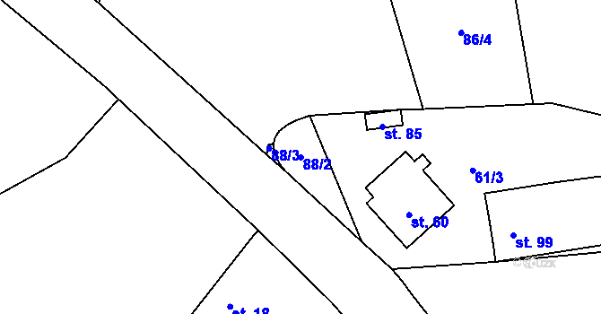 Parcela st. 88/2 v KÚ Broumova Lhota, Katastrální mapa
