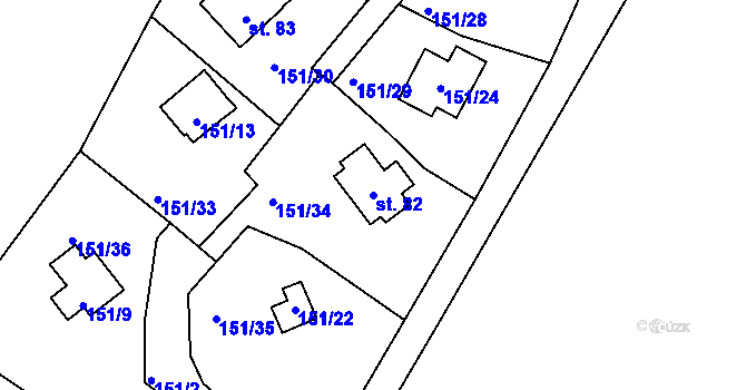 Parcela st. 82 v KÚ Broumova Lhota, Katastrální mapa