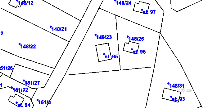 Parcela st. 95 v KÚ Broumova Lhota, Katastrální mapa