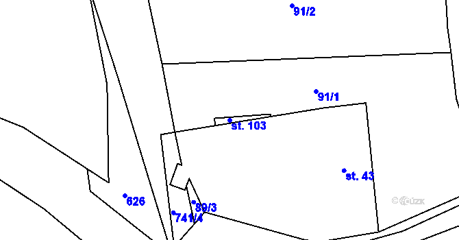 Parcela st. 103 v KÚ Broumova Lhota, Katastrální mapa