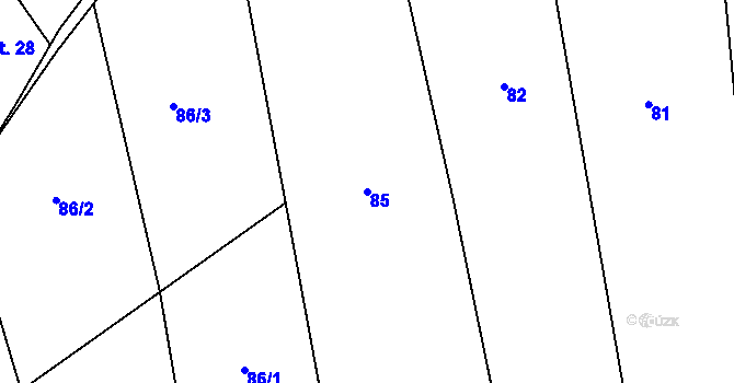 Parcela st. 85 v KÚ Broumova Lhota, Katastrální mapa