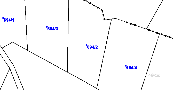 Parcela st. 694/2 v KÚ Broumova Lhota, Katastrální mapa