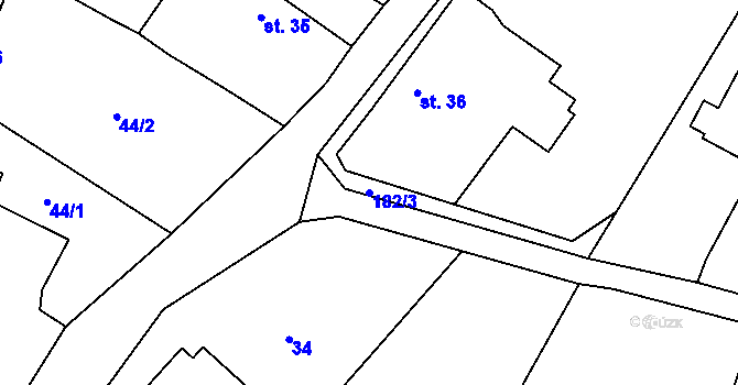 Parcela st. 182/3 v KÚ Broumova Lhota, Katastrální mapa