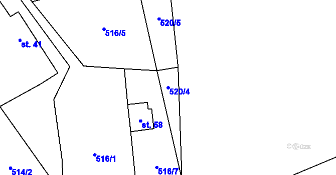 Parcela st. 520/4 v KÚ Broumova Lhota, Katastrální mapa