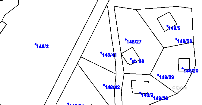 Parcela st. 148/41 v KÚ Broumova Lhota, Katastrální mapa