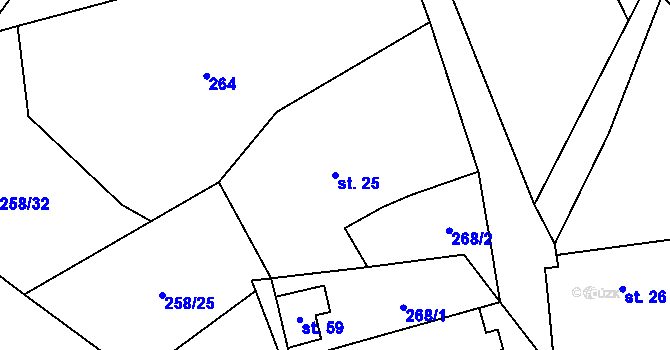 Parcela st. 25 v KÚ Broumovice, Katastrální mapa