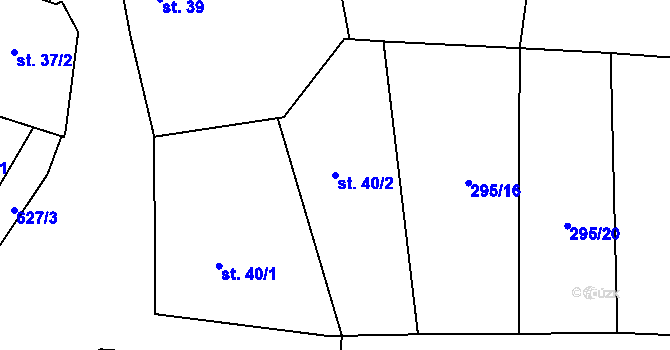 Parcela st. 40/2 v KÚ Broumovice, Katastrální mapa