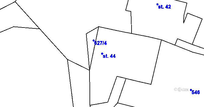 Parcela st. 44 v KÚ Broumovice, Katastrální mapa