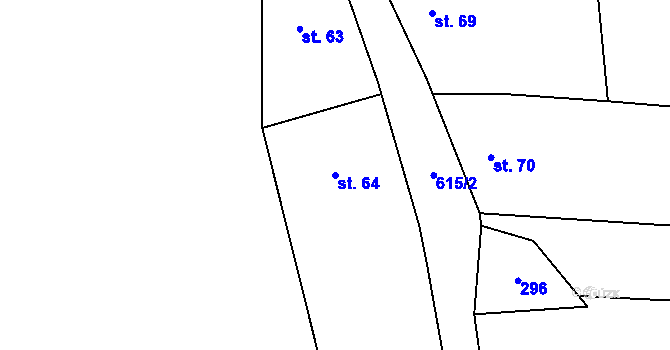 Parcela st. 64 v KÚ Broumovice, Katastrální mapa
