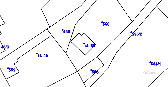 Parcela st. 88 v KÚ Broumovice, Katastrální mapa