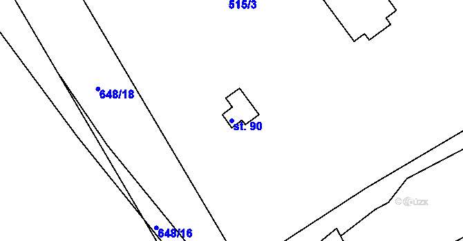 Parcela st. 90 v KÚ Broumovice, Katastrální mapa