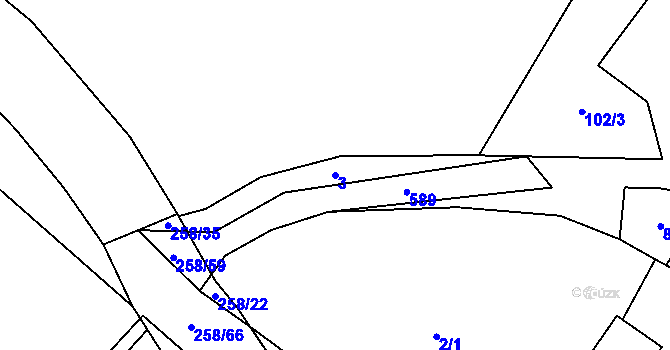 Parcela st. 3 v KÚ Broumovice, Katastrální mapa