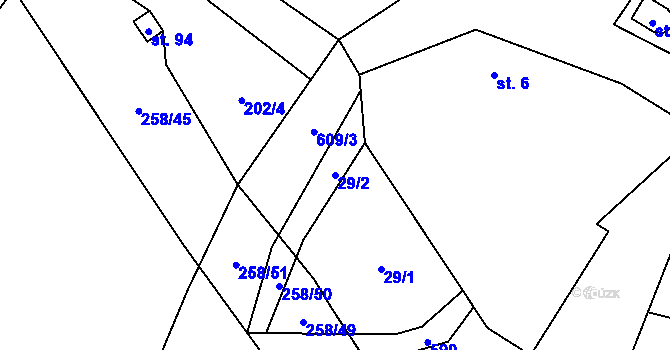 Parcela st. 29/2 v KÚ Broumovice, Katastrální mapa